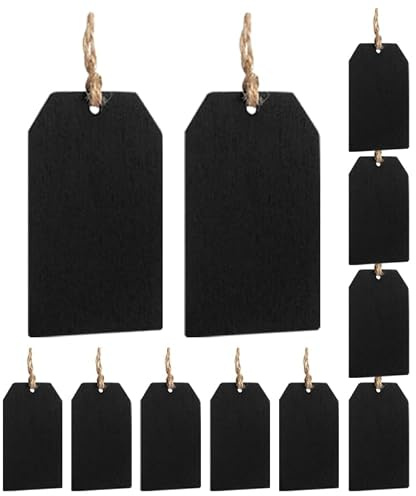 INOOMP Lot de 32 Mini Tableaux Noirs en Bois avec Corde en Bois de Tilleul, Double Face, Suspendus, Réutilisables, pour Étiquettes de Panier et Mariages | Double Face, EffaçAbles Et RéUtilisables, Avec Ficelle, Pour Maison Et ÉVéNements