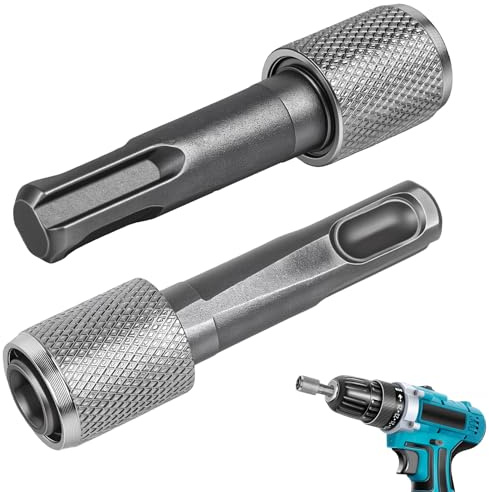 2 Piezas Adaptador SDS-Plus 6,3 mm (1/4 Pulgada), Portabrocas de Vástago Hexagonal para Martillo Perforador, Conversor para Brocas y Puntas Hexagonales