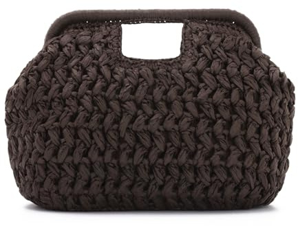LHHMZ Women Straw Dumpling Clutch Bag, Summer Beach Bag, Vacation Travel Handbag, Woven Summer Clutch