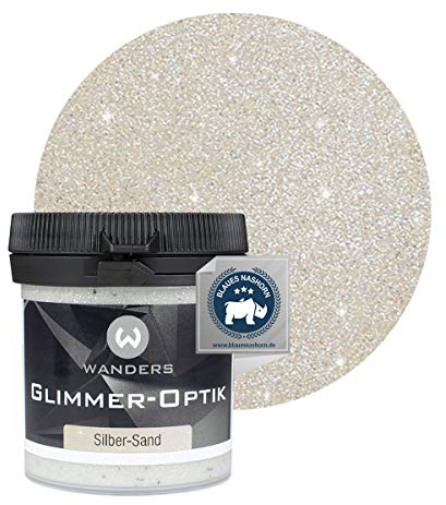 Wanders24 Glimmer-Optik (80ml, Silber-Sand) Glitzer Wandfarbe - Abwaschbare Glitzerfarbe - Made in Germany