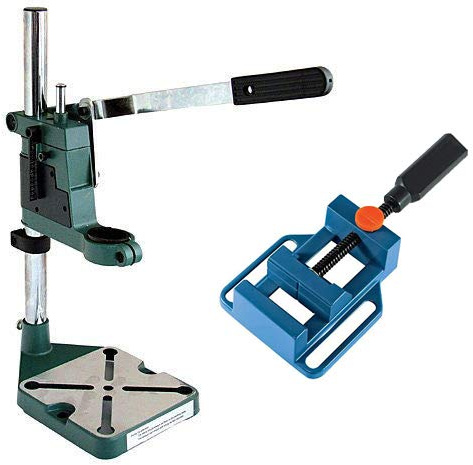 Voche Bench Mountable Power Drill Plunge Stand with Depth Gauge + 65mm Drill Press Vice