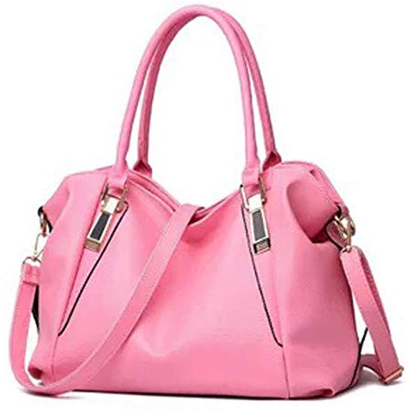 TRAMILY Soft PU Leather Shoulder Bag for Women - Large Hobo Tote Purse with Detachable Strap for Ladies Work Daily Use (Pink)