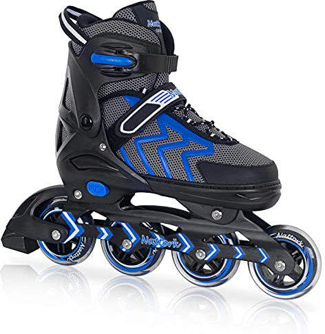 Nattork Adjustable Blades Rollschuhe für Erwachsene Frauen und Männer, Outdoor & Indoor Schwarz Inline Skates fürJungen, Anfänger, Größe 42-45