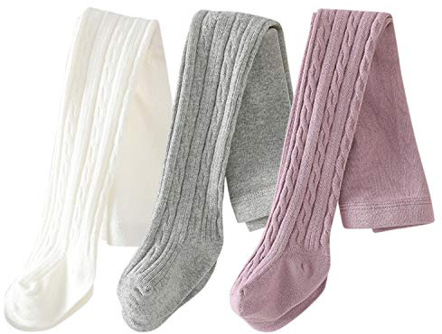 XPXGMT 3-pack tights för bebisflickor rik bomull små småbarn flickor leggings 0-6 år, flerfärgad, 6-12 Months