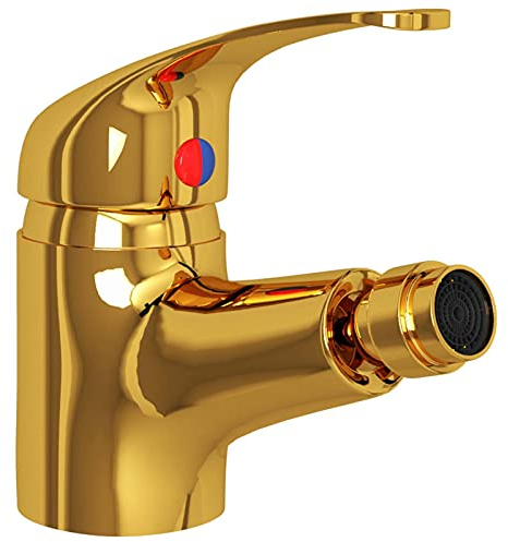 Tidyard Bidetarmatur, Bidet Mischbatterie, Wasserhahn fürs Bad, Waschbecken-Armatur, Badarmatur, 13x12 cm, Golden