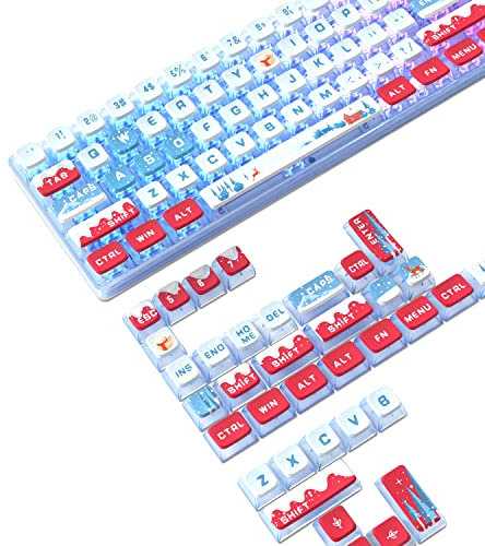 MAMBASNAKE Jeu de 120 Touches PBT Pudding Keycaps,Profil ASA,Sublimation Thermique,Disposition ANSI US pour Clavier Mécanique 60% TKL,Compatible avec Les Commutateurs Cherry MX Gateron Otemu Kailh