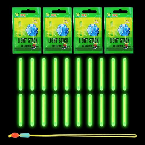 Toulifly Luz de Pesca de Noche, 20 Piezas Starlite de Pesca, Palos Luminosos para caña de Pescar, Glow Stick Pesca Noche, Luces de Bobber de Pesca, Accesorios para Pesca, para Pesca Nocturna