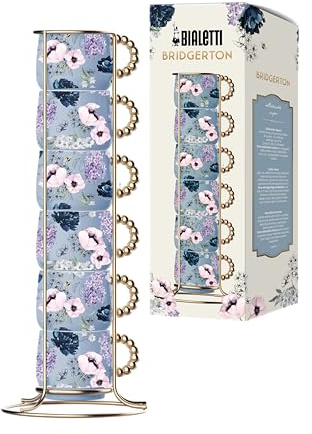 Bialetti Lot de 6 tasses empilables Bridgerton, porcelaine, 60 ml