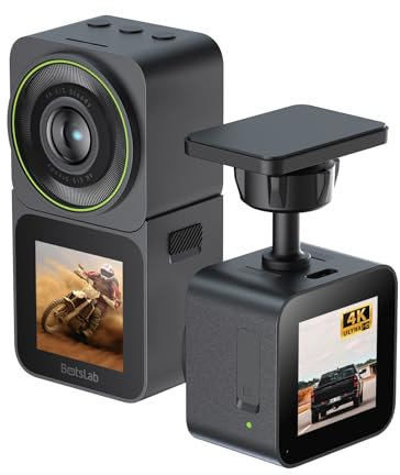 BOTSLAB Action Camera 4K 20MP, Dual Use Action Camera and Dash Cam, Waterproof, EIS Stabilization, with 64GB SD Card, 170°Wide Angle Helmet Camera for Vlog or Recording Car Journey