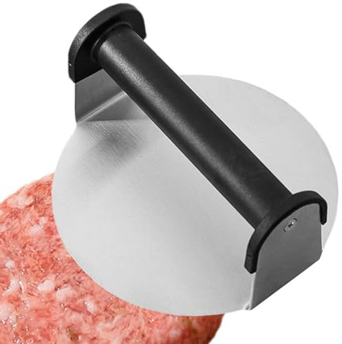 Burger Smasher per griglia, pressa per hamburger in acciaio inox, strumento rotondo per tritare hamburger in acciaio inox, accessorio multifunzione, strumento per hamburger con comoda impugnatura per