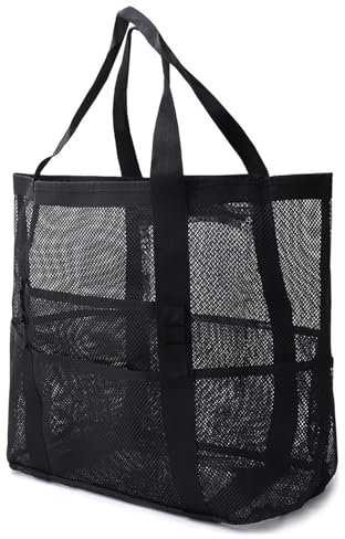 JOERBABU Grids Strandtasche Trend Handtasche Große Kapazität Schultertasche Multi-Pockets Sandspielzeug Tasche Picknicktasche Strandspielzeug Aufbewahrungstasche