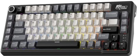 RK ROYAL KLUDGE L75 Teclado mecánico de montaje de junta con perilla/teclas macro y placa de identificación táctil, teclado inalámbrico TKL 75% de triple modo BT/2.4G/USB-C, intercambiable a caliente