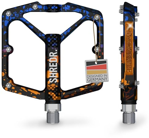 SHREDR. Shine Pedale für MTB | Hochwertige Flatpedals fürs Mountainbike | Mit Reflektoren (StVZO konform) | Special Edition - Unikat