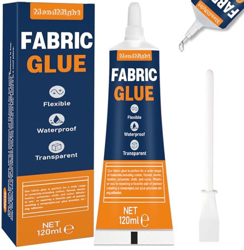 MendMight 120 ML Fabric Glue for Clothes, Material Glue for Fabric, Fabric Adhesive Clothing Glue, Textile Adhesive, Fabric Glue for Patches, Crafts, Clothes, Denim, Leather