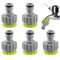 Vidsmow 6 PCS Adaptadores de Grifo de Agua, Conectores de Manguera de Jardín 1/2 y 3/4 Pulgadas, Conector de Plástico, Diseño 2 en 1 para Riego y Lavado de Coches, Compatible con Mangueras Estándar