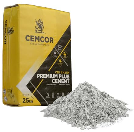 25kg Cemcor High Strength Premium Cement 42.5N - Ideal For Structural Concrete Reinforced Foundations Pre Cast Elements Pouring Concrete Slabs Preparing Mortar For Masonry Work - 1 x 25kg Bag