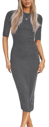 REVETRO Womens Fall Casual Long Sleeve Bodycon Dress Club Party Dresses