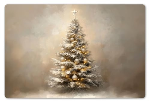 KitchenYeah© Platzsets Abwaschbar 6-Teilig Tischsets Platzdeckchen Platzset | 45x30 cm - Unterlage Tischset Esstisch Edle Tischunterlage Placemat Weihnachtsdeko Weihnachten - Weihnachtsbaum - Schnee