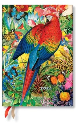 Tropical Garden (Nature Montages) Midi Vertical 12-month Dayplanner 2024 (Elastic Band Closure)