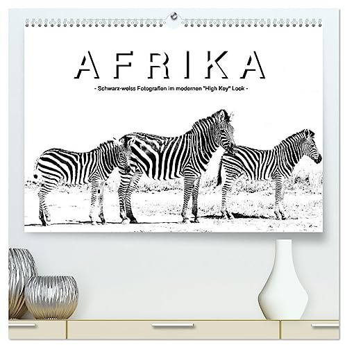 AFRIKA - Schwarz-weiss Fotografien im modernen High Key Look (hochwertiger Premium Wandkalender 2026 DIN A2 quer), Kunstdruck in Hochglanz: Foto ... Fotokalender (CALVENDO Tiere)