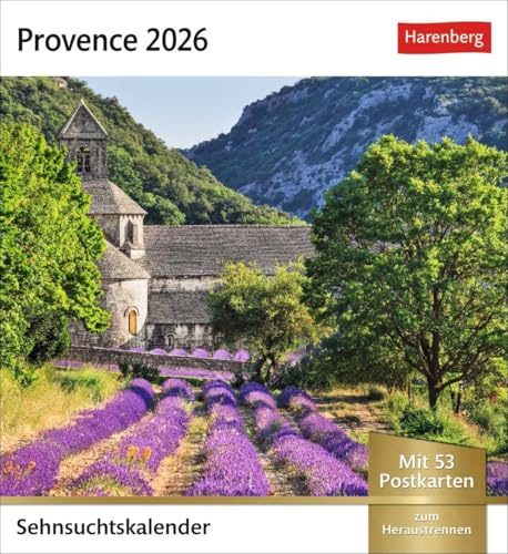 Provence Sehnsuchtskalender 2026 - Wochenkalender mit 53 Postkarten: Foto-Kalender zum Aufstellen, mit 53 Motiven zum Sammeln und Verschicken. ... 2026. Auch zum Aufhängen (Postkartenkalender)
