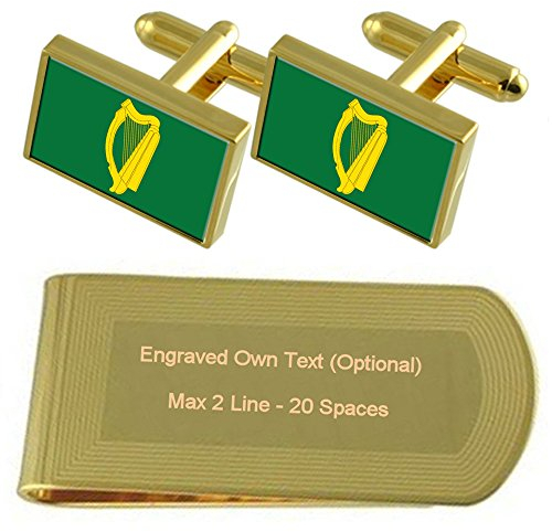 Select Gifts Leinster Flagge Gold-Manschettenknöpfe Geldscheinklammer Gravur Geschenkset