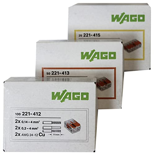 Wago 221 Klemmen SET 100x 221-412, 50x 221-413, 25x 221-415 | Kabel Verbinder - Original WAGO, orange
