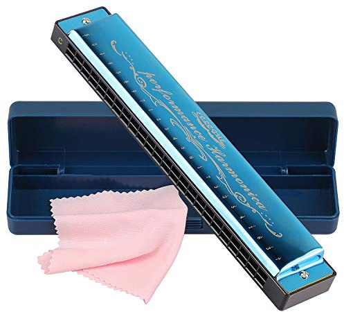 Armónica en Do Harmonica 24 hoyos Clave de C Órgano bucal Polifonía diatónica Harmónico Arpa con estuche para blues Folk Jazz Pop para adultos, niños, principiante, regalo