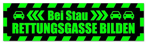 Kiwistar - Autoaufkleber - Rettungsgasse Stau gestreift - Hinweis Sticker selbstklebend für Kfz, Fahrrad, PKW, LKW - Auto Aufkleber Heckscheibe, Stoßstange