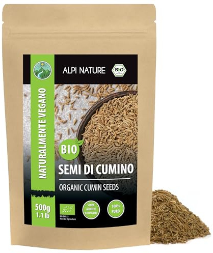 Alpi Nature Cumin Graines BIO 500g, Graines de Cumin bio Entières pour la Cuisine et les Mélanges d'Épices