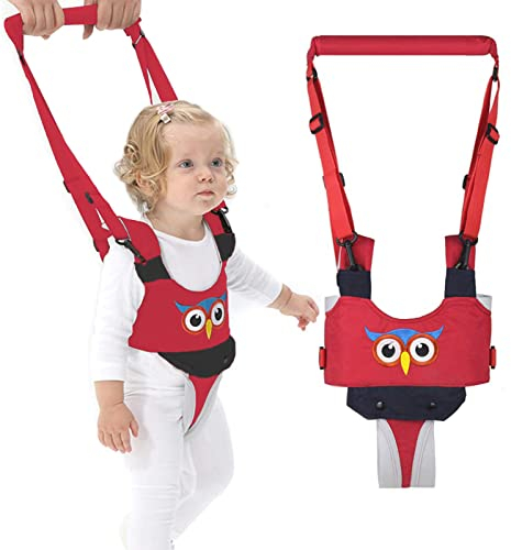 IULONEE Lauflernhilfe Gehhilfe für Baby Gehassistent Handgehaltenes Stehen Gehen Lernen Helfer Walker Sicherheitsleinen für Kinder Gehgeschirrgriff 7-24 Monate (Rot)
