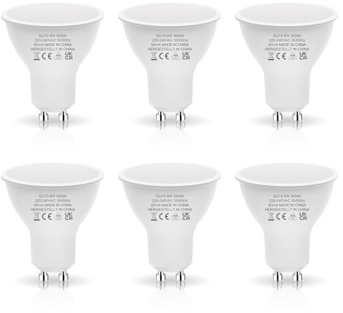 JandCase GU10 LED Bulbs Warm White 3000K, 8W LED Spotlight GU10 70W Halogen Equivalent, Super Bright 700LM, Energy Saving Light Bulbs, GU10 Spotlight Bulbs, 120° Beam Angle, Non-Dimmable, 6 Pack