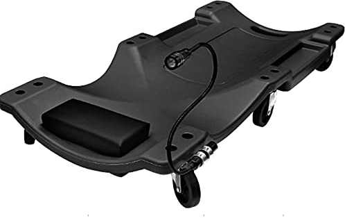 ARCH 36inch Rollbrett Werkstatt, Werkstatthocker Withsoft Lederschwamm Kopfstütze Und Tragbare Hubgriff, Fabrik, Auto Reparatur, Home Stockwerkzeuge, Blechwerkzeug (Color : Black, Size : with Light)