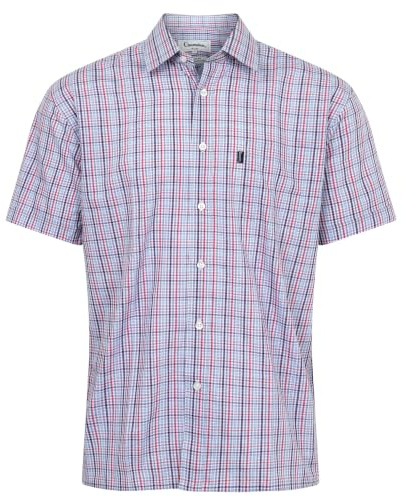 Champion Men's Short Sleeve Checkered Pattern Country Casual Shirt, 65% Polyester, 35% Cotton