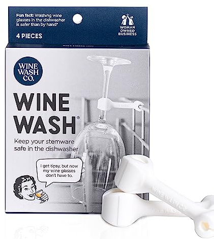 Wine Wash - Accesorio para Lavavajillas para Copas de Vino, Clip para Copa de Vino, Soporte para Vasos, Silicona Sin BPA, Regalo para Amantes del Vino
