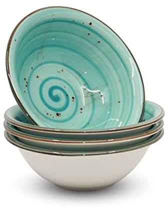 Bascuda Porcelain Cereal Bowl Set of 4 – 600ml, 18cm – Elegant Bowls for Soup, Cereal, Salad, Dessert & More – Stackable, Microwave & Dishwasher Safe, Durable & Stylish