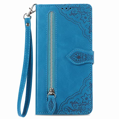 NEXCURIO Handyhülle für Apple iPhone 13 Mini Hülle Klappbar mit Kartenfäch Ständer Klapphülle Schutzhülle Leder Wallet Flip Case Cover Tasche Handytasche Stoßfeste - Blau