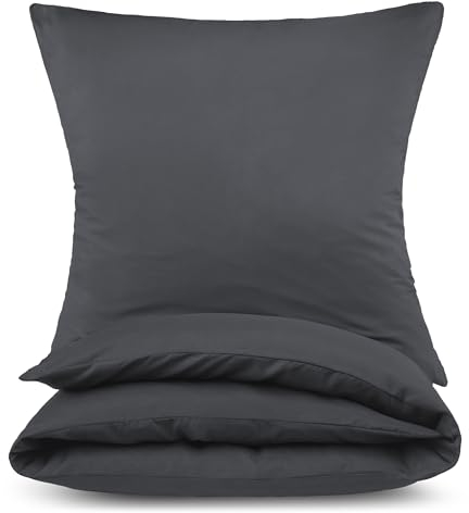 MALIKA® Bettwäsche 135x200 4 teilig | ÖkoTex Zertifiziert & für Allergiker geeignet |Bettwäsche Set mit je 2 Bettbezügen 135 x 200 & Kissenbezügen 80x80 | modern & hochwertig, Farbe:Anthrazit