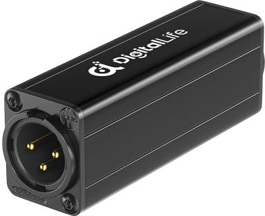 DigitalLife Aislador de Ruido de Bucle de Tierra XLR Unicanal | Filtro de Audio Pasivo Anti-Zumbido, XLR M/F, para Estudio y Audio en Directo, No Compatible con Alimentación Phantom 24V/48V