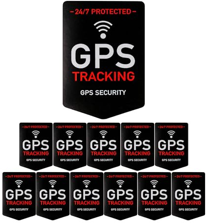 Dekal set GPS TRACKING, 12 st, 5 x 3,5 cm, självhäftande film, självhäftande utomhus, varningsdekal för inomhus- och utomhusbruk, stöldskyddsdekal, GPS-larmdekal