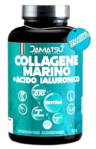 JAMATSU Collagene Marino con Acido Ialuronico (DIETA BELLEZZA INCLUSA) integratori per Capelli, Unghie, Pelle e Articolazioni+ BIOTINA, Q10, ZINCO, SELENIO, VIT. C, Collagene IDROLIZZATO Made in Italy
