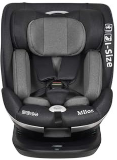 MS BabyWorld – MILOS – Silla de coche I-Size Grupo 0/1/2/3 | 40-150 cm | Isofix y Top Tether | Nacimiento a 12 años (0-36 kg) | A contramarcha hasta 18 kg | Giratoria 360º Universal