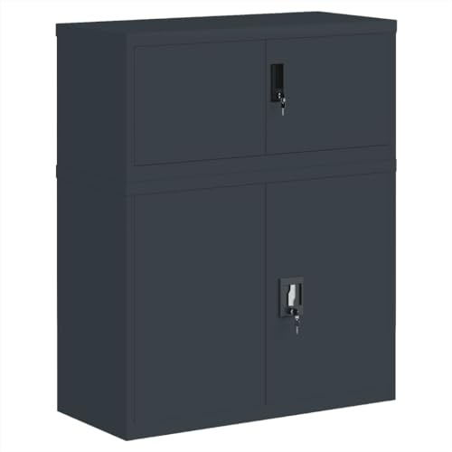 Willood Büroschrank Aktenschrank Lagerschrank Mehrzweckschrank Metallschrank 11 Fachböden Pulverbeschichtung Stahlblech Anthrazit 90x40x110 cm