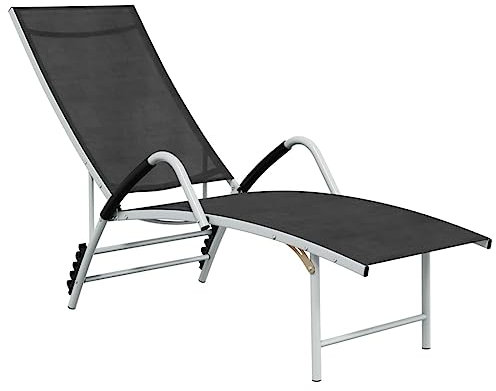 FUDUGEHMIOFWFJJ deckchair,liegestühle,sonnenbank,Sonnenliege Textilene und Aluminium SchwarzGeeignet für Garten, Pooldeck, Terrasse, Wohnzimmer