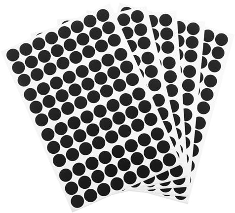 sourcing map 5 Sheets/480Pcs Screw Hole Stickers, 15mm/0.59inch PVC Self-Adhesive Screw Cover Sticker Dustproof Round Screw Covers Caps for Wooden Furniture Cabinet Shelve, Black
