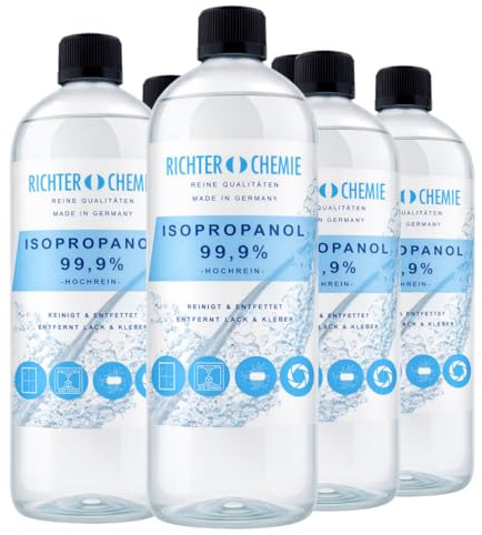 Richter Chemie Isopropanol 99,9% IPA Reinigungsalkohol 6 x 1 Liter Flaschen | IPA Isopropylalkohol, Reinigungsalkohol zum Entfetten, rückstandfrei und geruchslos, verdunstet schnell
