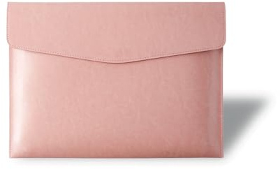 PROMOTEUP Portadocumenti in PU-Leder A4 und A5 mit Metallknopf, 100 Blatt Kapazität, Dokumentenmappe für Büro, Auto-Organizer, Vintage Design, Wasserdicht（Rosa）