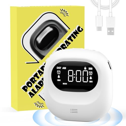 Vibrationswecker für Tiefschläfer, Kabellos Wecker unter dem Kopfkissen, Einstellbare Vibration, Batteriebetrieben, Doppel Alarm, Tragbarer Reisewecker, Wecker Digital für Hörgeschädigte Gehörlose