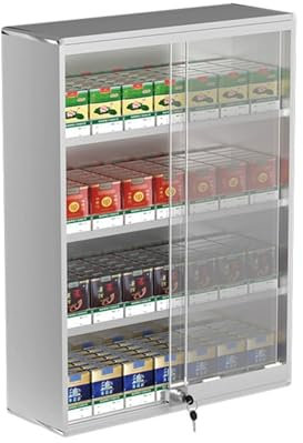Wall-mounted Cigarettes Display Rack ，Auto Push Cigarettes Box Rack Vending Machine Display Case，aluminum Cigarette Storage Cabinet With Sliding Door， Retail Store Matchbook Display Case