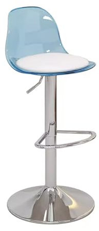 Stehhocker Höhenverstellbar 360° Schwenkbar Barhocker mit Lehne und Fußstütze Barhocker aus Acryl mit Standfuß, Design Bistrohocker Hoch Barhocker Gepolstert(Blue)
